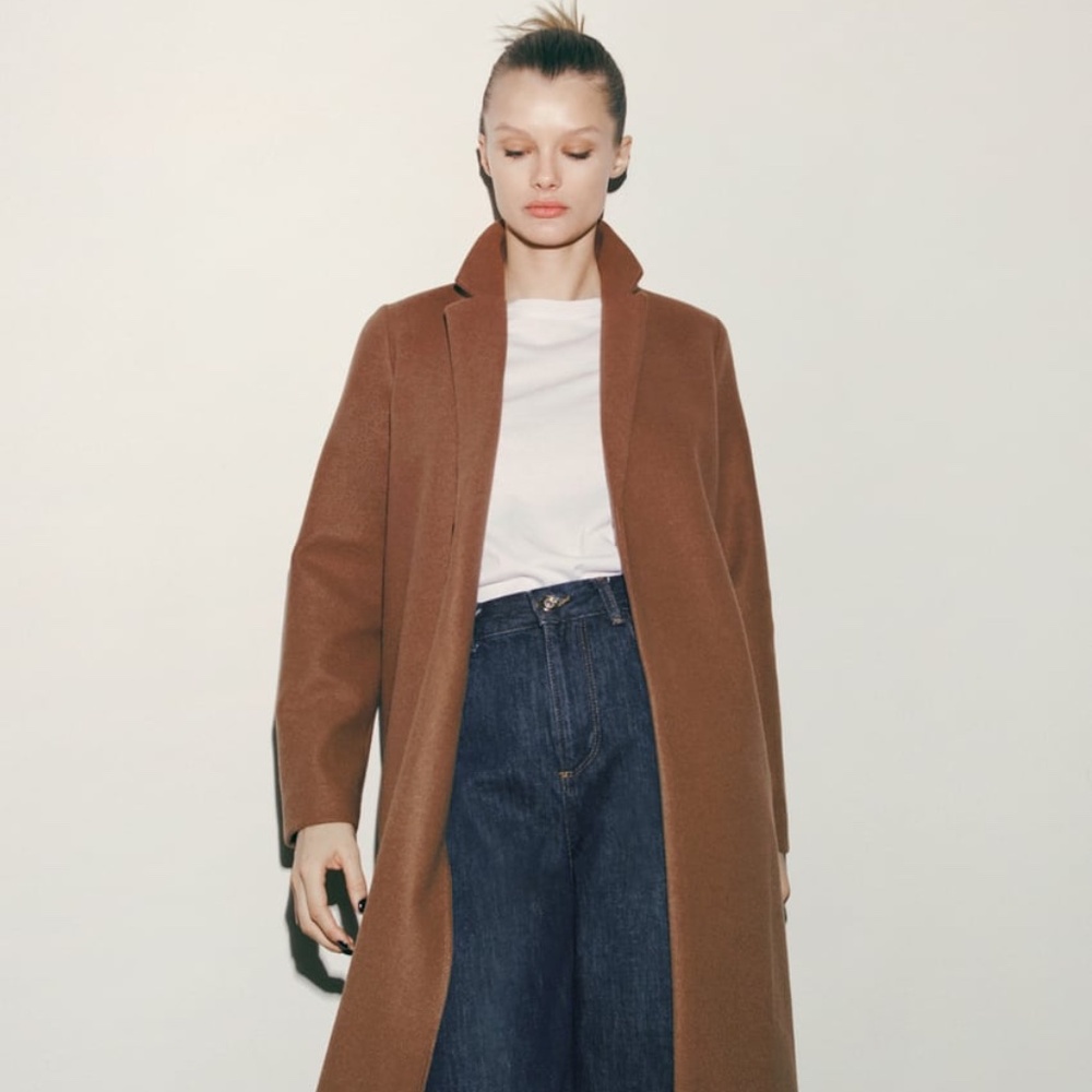 Zara Camel Coat size L new with tags
